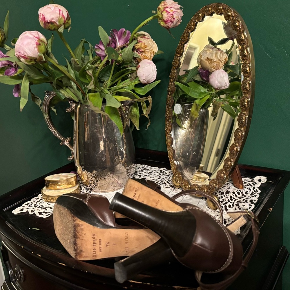 Kate Spade Brown Leather Ankle Strap Heels - Picture 3 of 6
